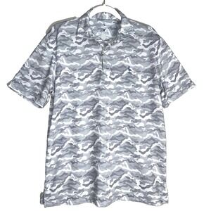 Tailorbyrd Gray White Polo Golf Shirt Camouflage Polyester Logo Men Large